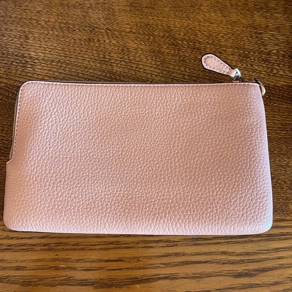 Coach dual pocket wallet monogrammed front with a pebbled, leather backside - Picture 2 of 9